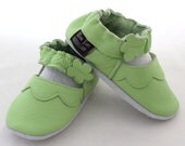 Soft sole leather BABY shoes Green Mary Janes pick your size
