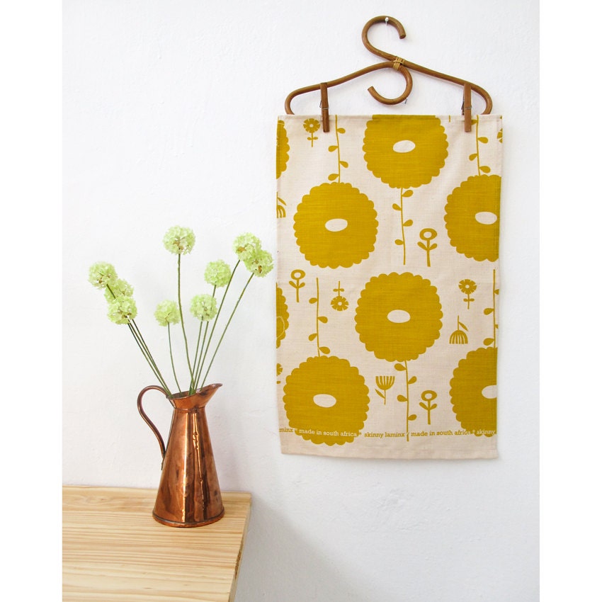 Tea towel - Flower Dreams, in lemon