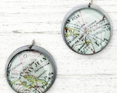 US Virgin Islands  or San Juan Puerto Rico - Vintage Map Pendant in Handmade Setting
