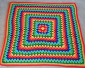 Rainbow Baby Granny Square  Blanket Crochet Ready to Ship