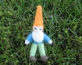 Needle Felted Pocket Gnome Bendy Doll Figure Happy