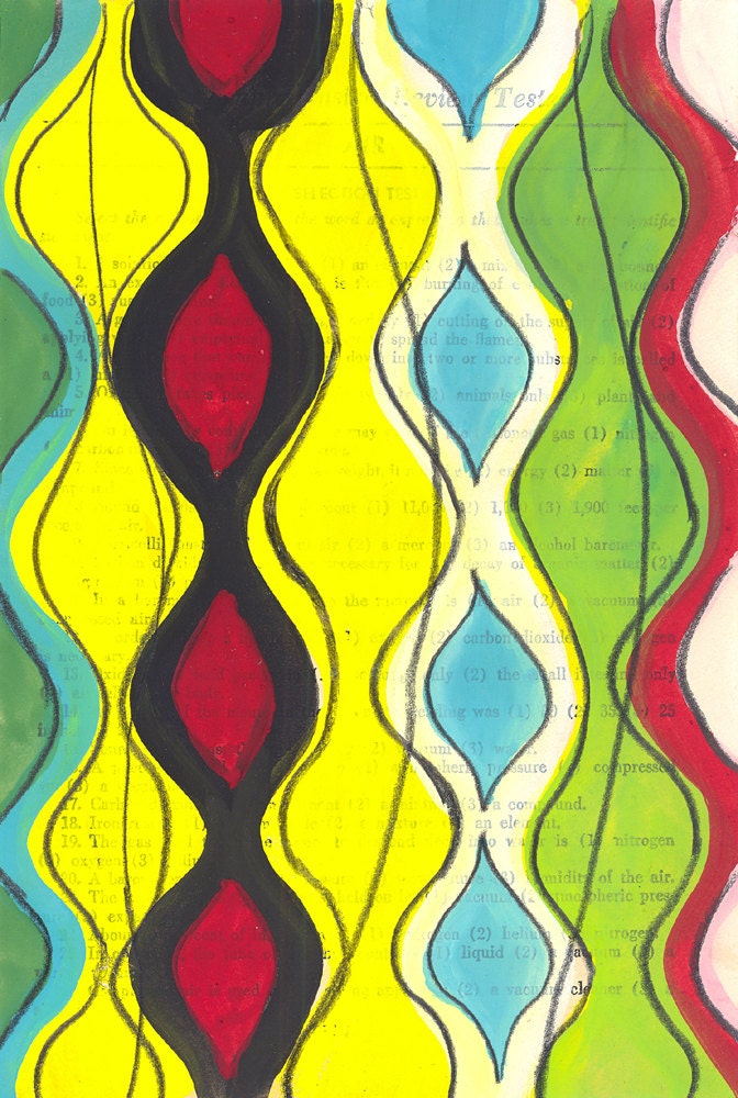 Lantern Party - Original Painting on Antique Book Paper