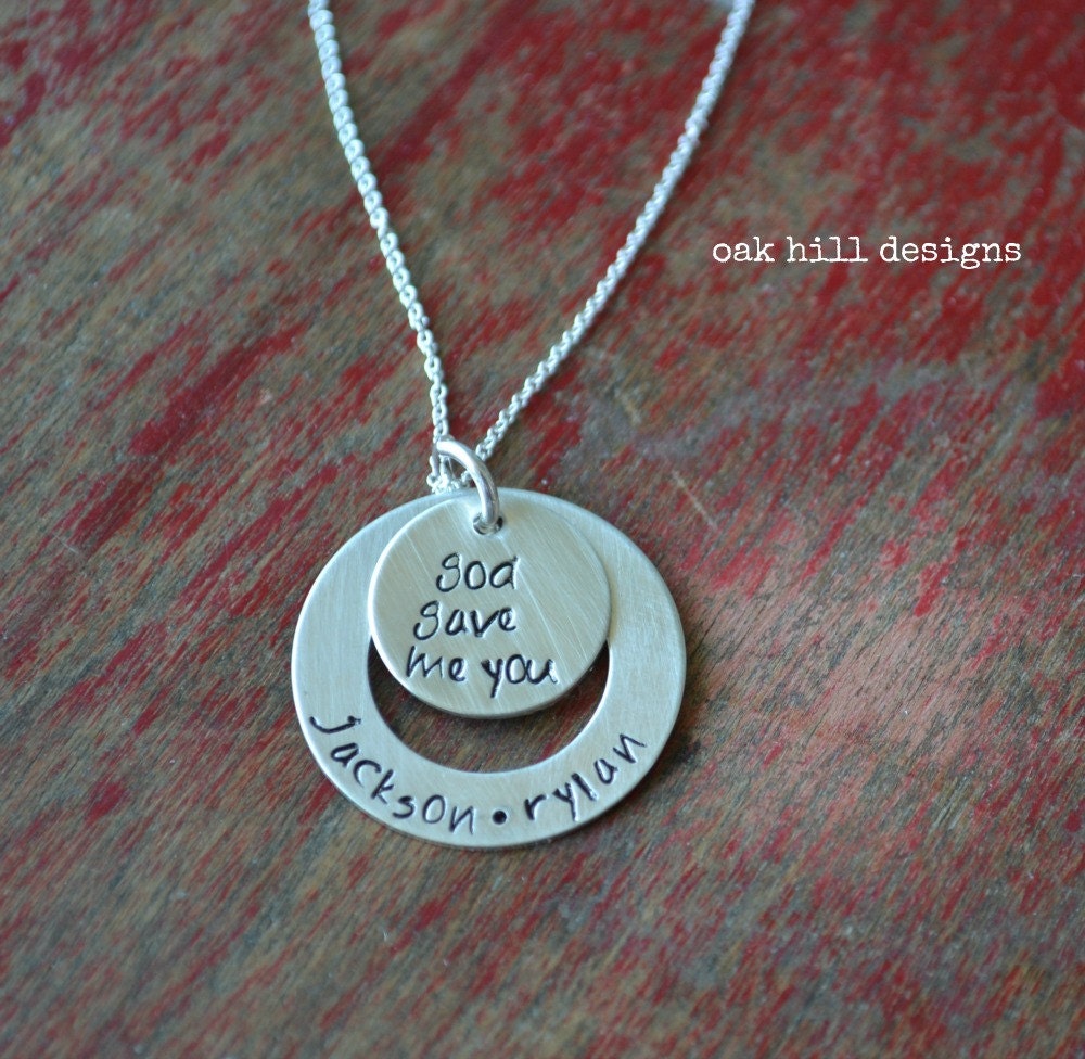 personalized jewelry, personalized necklace, hand stamped jewelry-god gave me you washer