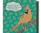 Hope is the thing with feathers (Emily Dickinson quote) 10x10 print on wood