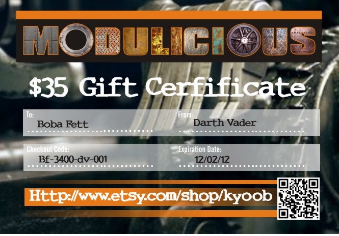 Gift Certificate for 35 Dollars  Digital File or Hard Copy Gift card