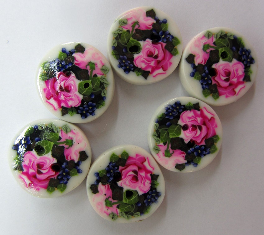 Polymer clay flowers pattern buttons