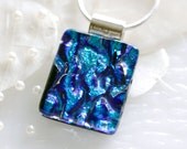 Magical Blue Pendant Jewelry Necklace Fused Glass 00987