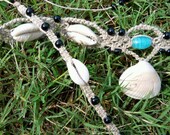 ocean blue sea shell adjustable hemp necklace free matching bracelet