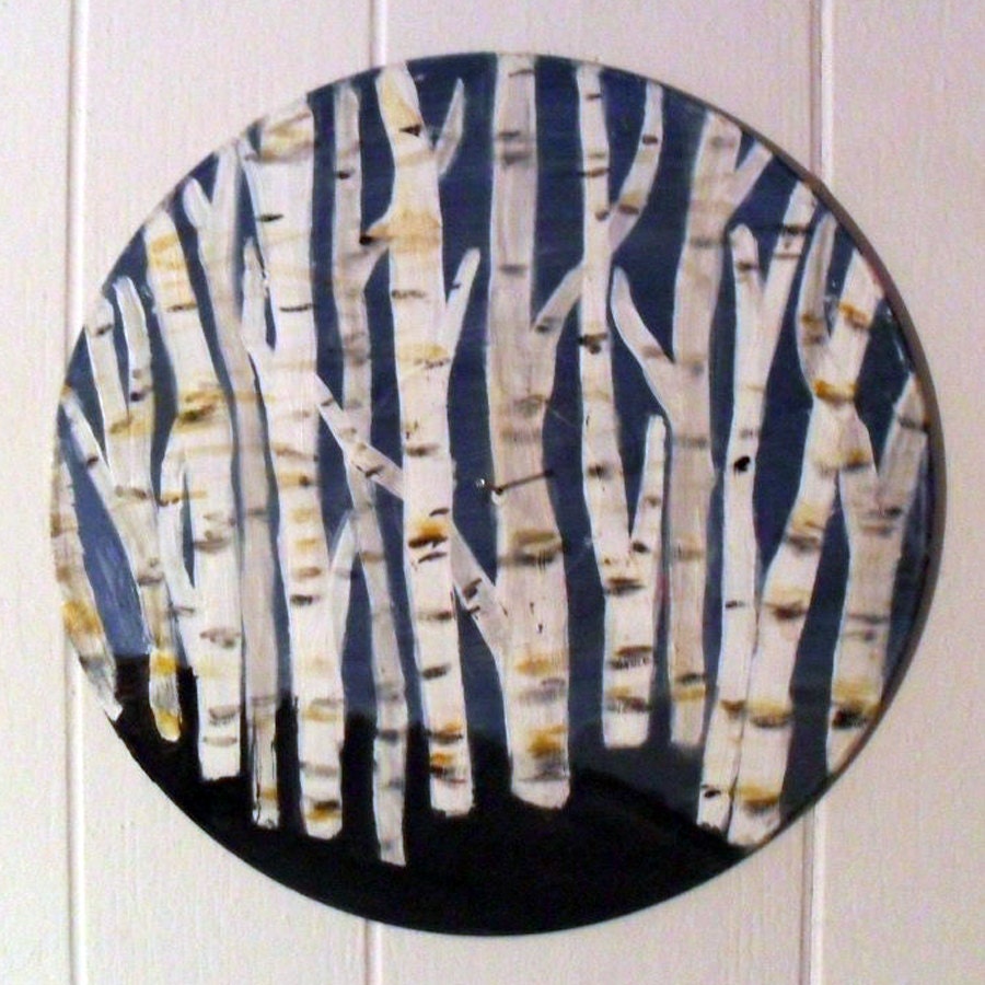 Birch Tree Forest - Vinyl record LP art original painting acrylic