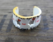 When Pigs Fly Hand Drawn Punched Shrink Plastic Ring Alice in Wonderland
