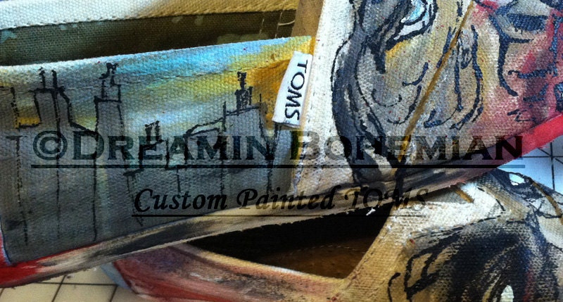 Zombies painted on YOUR TOMS Walking Dead Halloween zombie scary ghouls bling