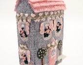 Miniature Hand Embroidered Soap Box House, Art Object, Handmade