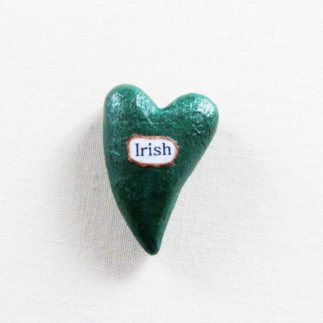 Irish Heart Keepsake with Fabric Gift Bag- Handmade Miniature Heart Token- Gift under 20