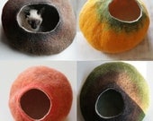Custom felted Cat Bed / Cave / House / Vessel - Hand Felted Wool - Crisp Contemporary Design