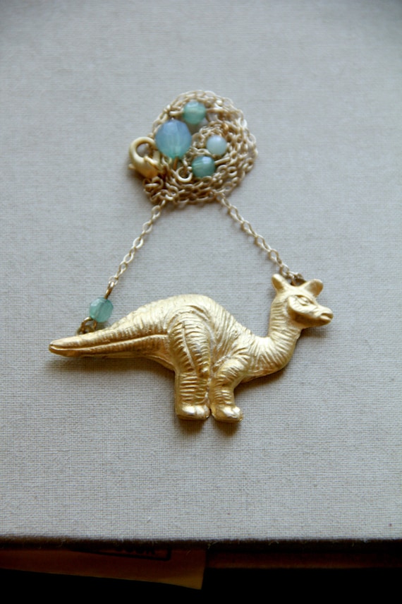 Herbivore - Vintage Dinosaur Brooch Necklace