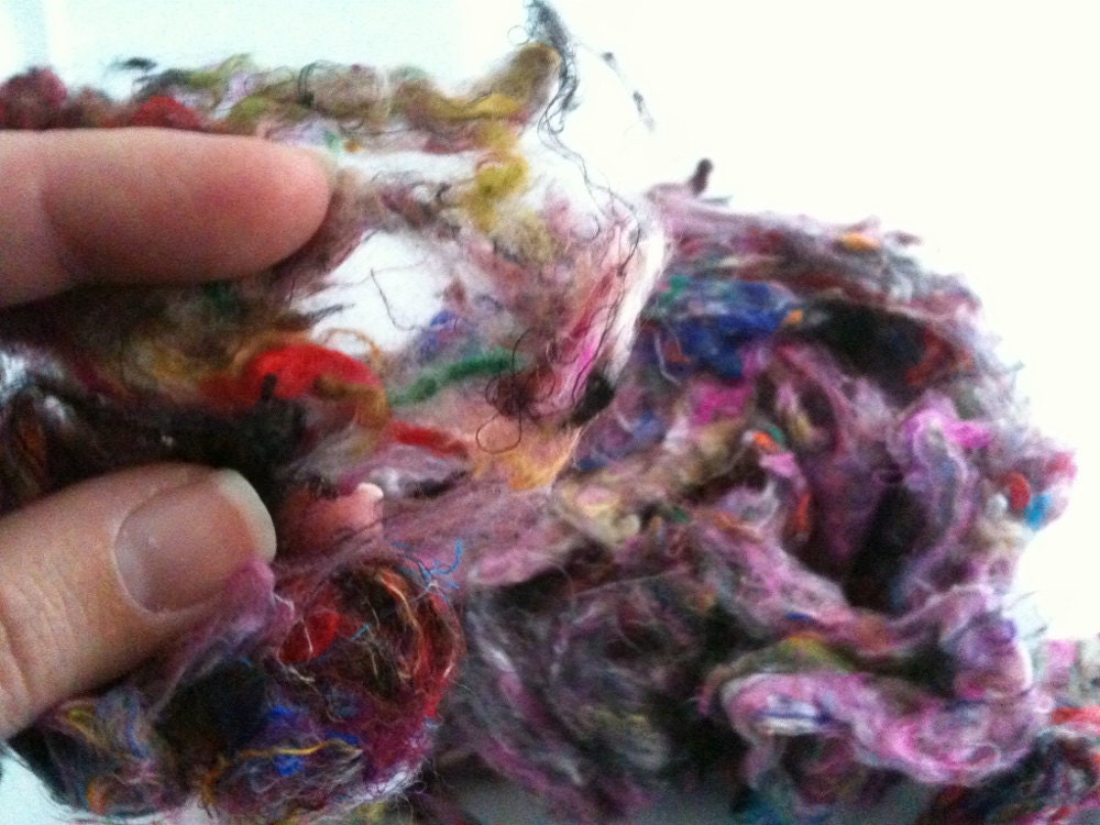 Recycled Sari Silk fibre 10g - MIXED