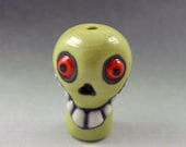 Green Skull Bead - Handmade Colored Porcelain