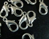 50 14mm lobster claws clasp hooks, silver plated, lead and nickel free (largest size in stock)