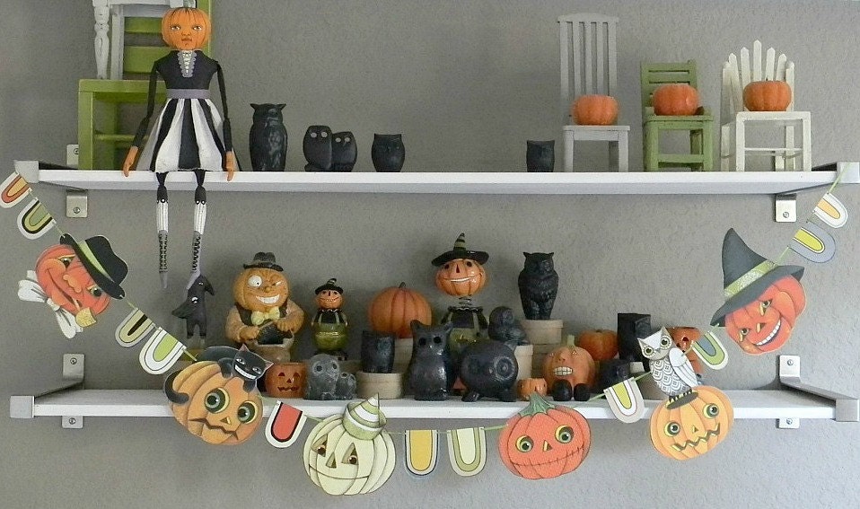 Halloween Pumpkin Jack O'Lantern Banner Garland Bunting Ornaments Decoration Original Folk Art  DIY