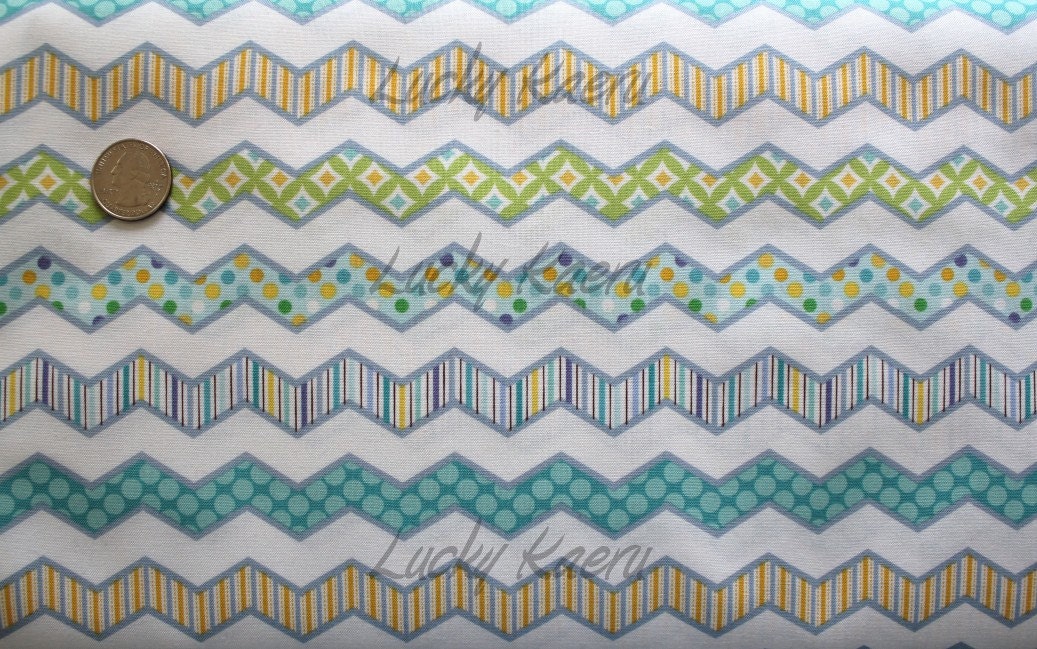 Dena Designs, Happi, Chevron Stripe Blue Fabric - By the Yard