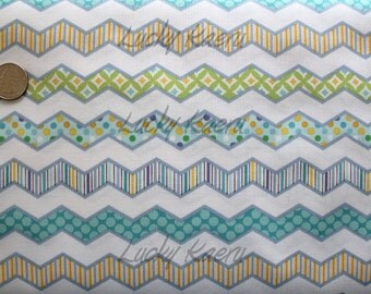 Dena Designs, Happi, Chevron Stripe Blue Fabric - By the Yard
