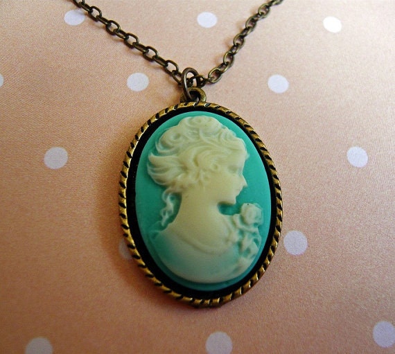 Victorian Turquoise Cameo Necklace