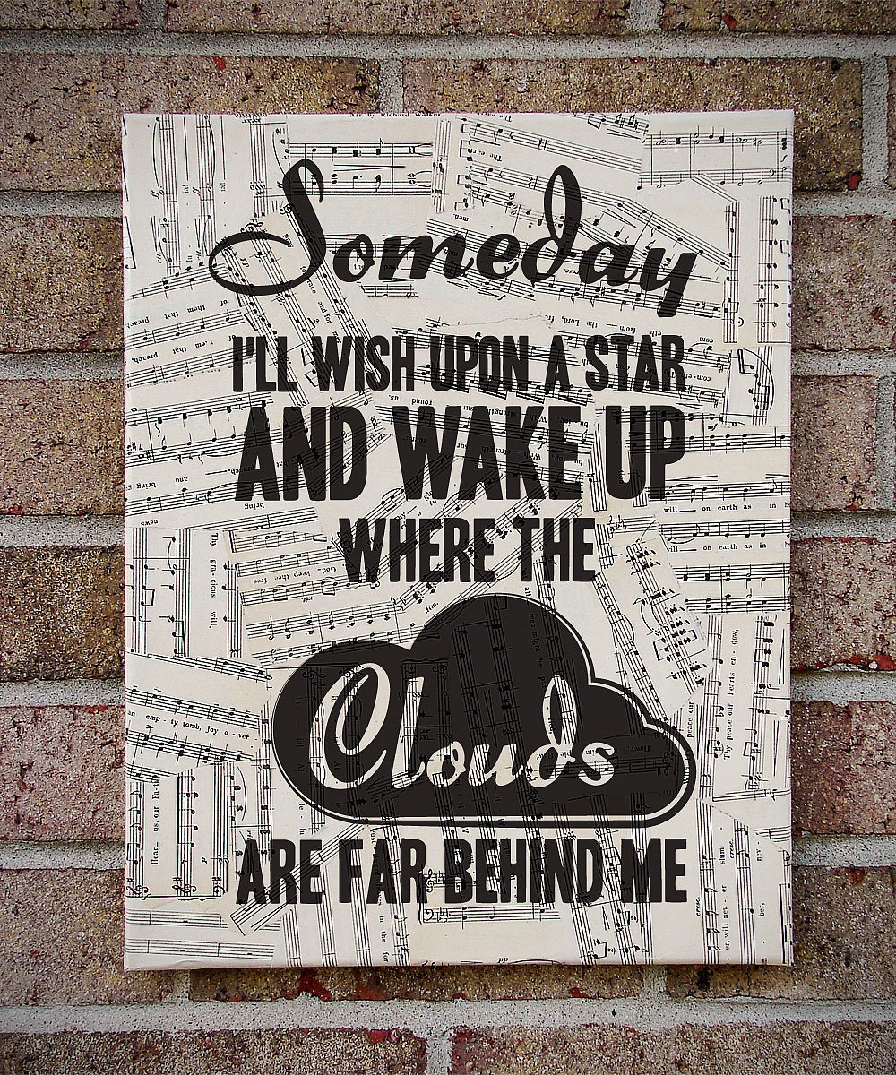 Somewhere Over the Rainbow - Wizard of Oz / Lyrics Art / Prints on Canvas - Sheet Music Art