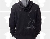 Men Hoodie: Fly Fishing - Zip Up Hoodie Black Heather