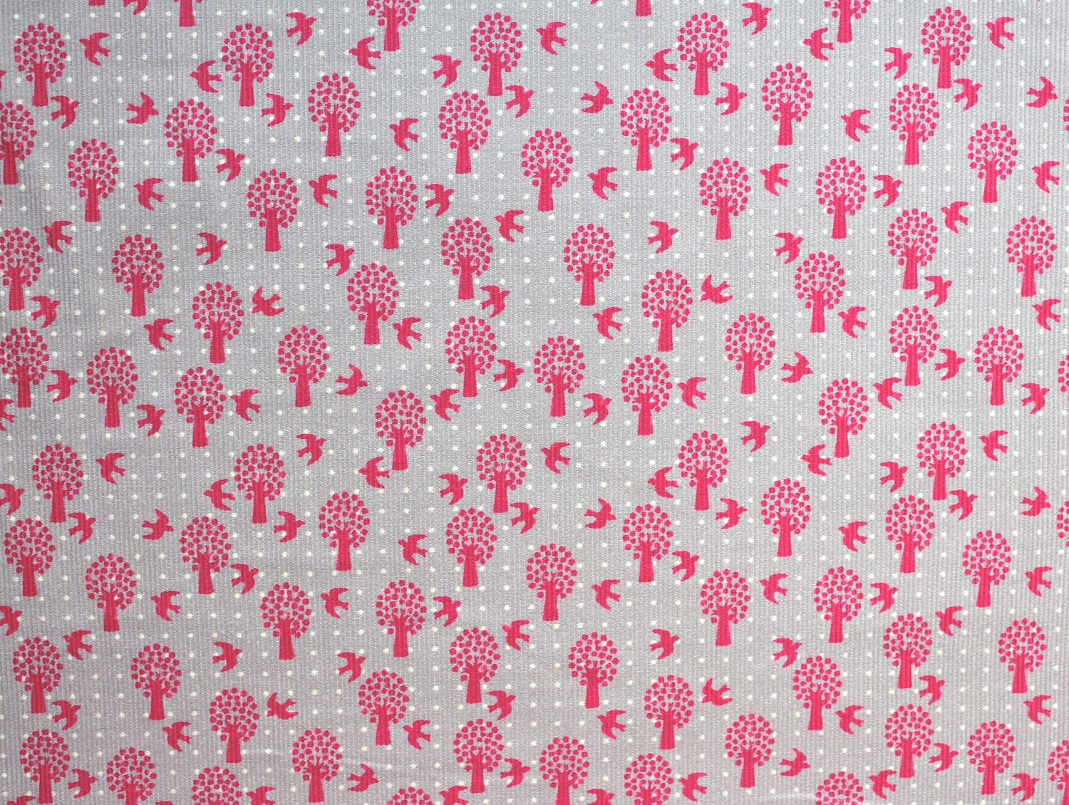 Japanese Fabric Kokka Trefle Corduroy - hot pink on grey