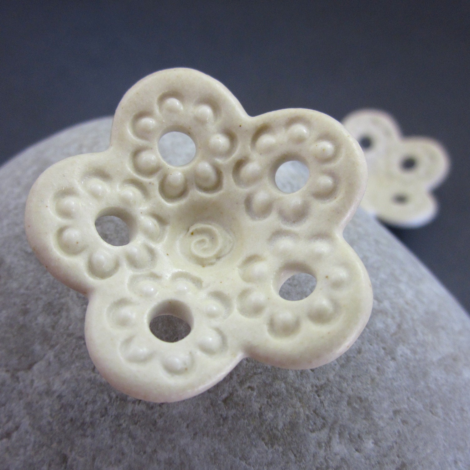 Eyelet Lace Handmade Porcelain Button