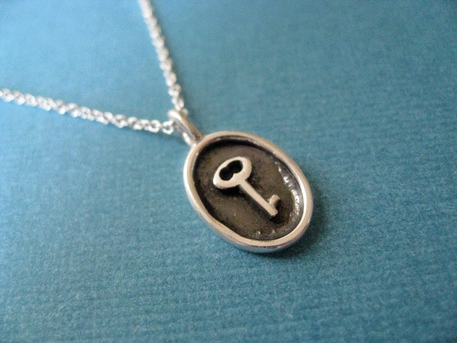 Sterling Silver Antique Key Charm Necklace