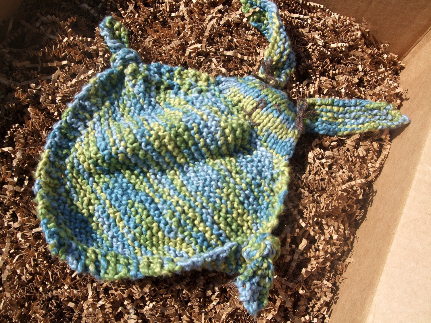 Organic Baby Blanket Toy - Bunny Buddy - Blue Green - CLEARANCE SALE