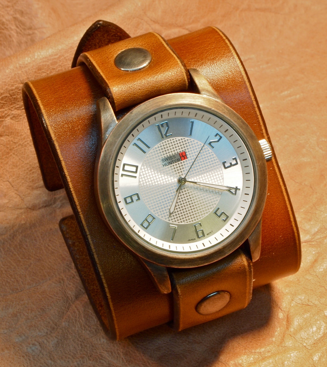Nathan Drake Leather cuff watch Handmade in NYC