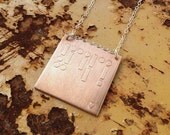 etched copper morse code necklace with sterling silver chain "dreamer" gift for her
