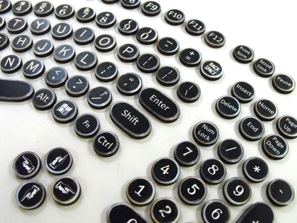 Steampunk Keyboard Set -  Wood Typewriter Keys replicating Modern Keyboard