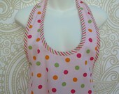 Womans Apron Made From Gum Ball Pink Polka Dot Fabric
