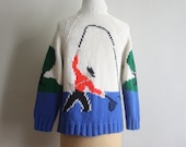 Vintage 80s Fishing Scene  Winter Sweater