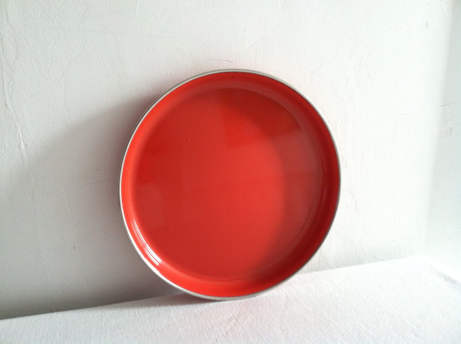 vintage red enamel serving tray