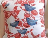 Gray Birdiy Bird Felt Applique Pillow