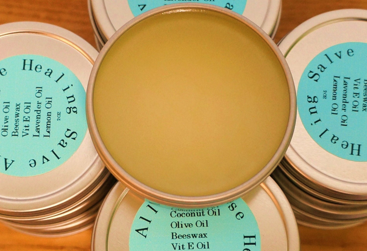 2 Tins  of All Purpose Healing Salve....Lavender Lemon Vitamin E Oil