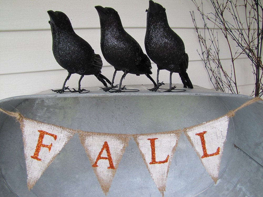 FALL mini glittered burlap banner