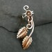 Brass and Sterling Flower and Leaf Ear Cuff - GOLDEN LEAVES - Handcrafted Mixed-Metal Earcuff
