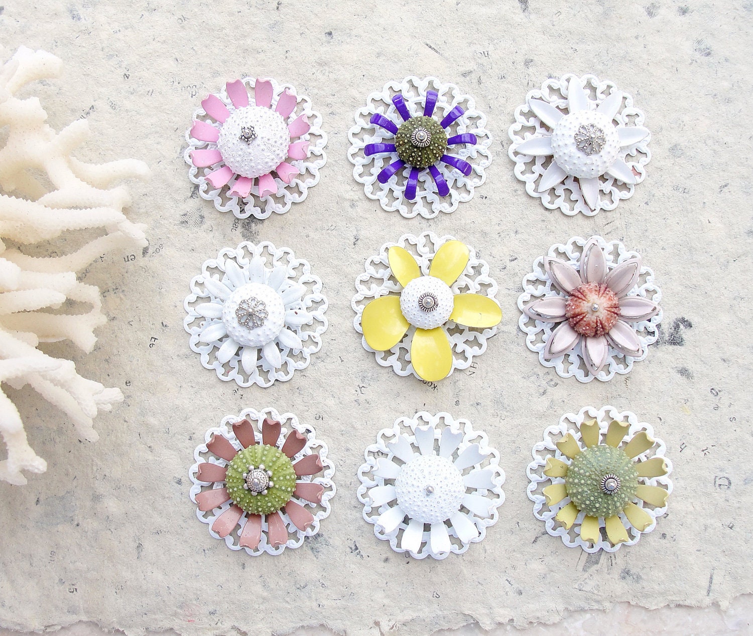 Sea Urchin Necklace Pick Your Own Flower Necklace (Ooak)