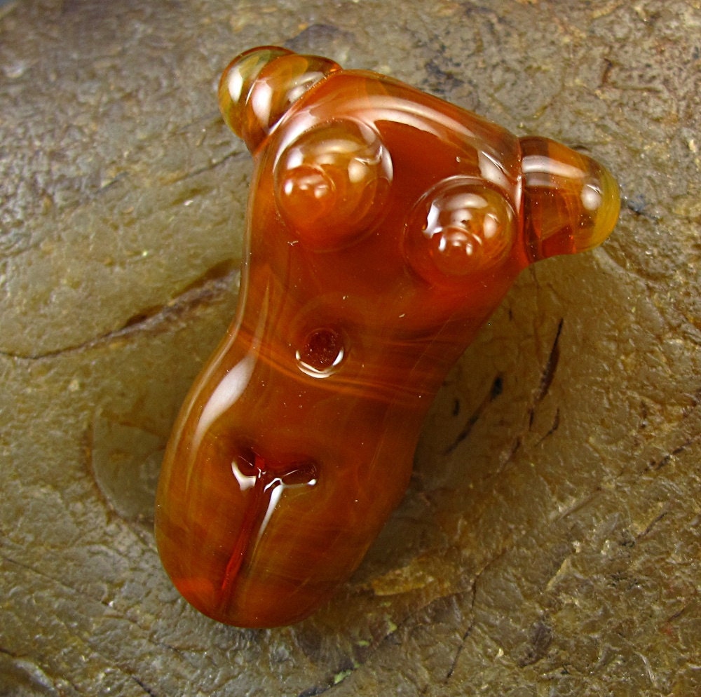 SALE Handmade Lampwork Glass Focal Bead -Burnt Orange Goddess- by Jason Powers SRA
