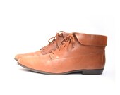 size 7.5 vintage brown leather ankle boots cuffs
