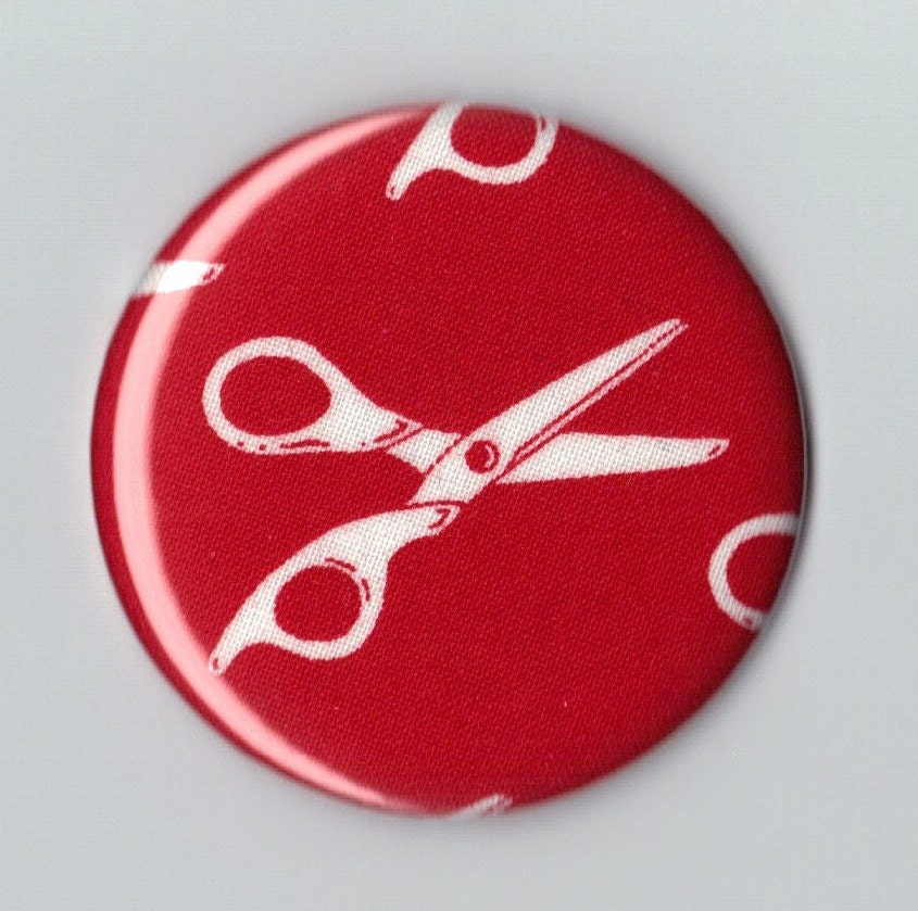 2 1/4" Red Scissors Pocket Mirror
