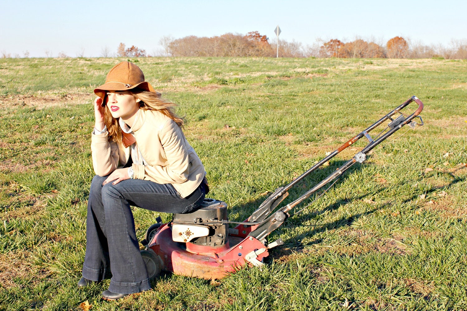 Felt Floppy Bohemian Hat with 3" brim - Tan