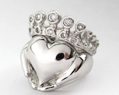 Claddagh Wedding Set - New - White Gold - Diamond - Engagement Ring and Wedding Band- Rickson Jewellery