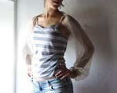 Bridal shrug in ivory silk chiffon  silk bolero long sleeved - custom womens crop top