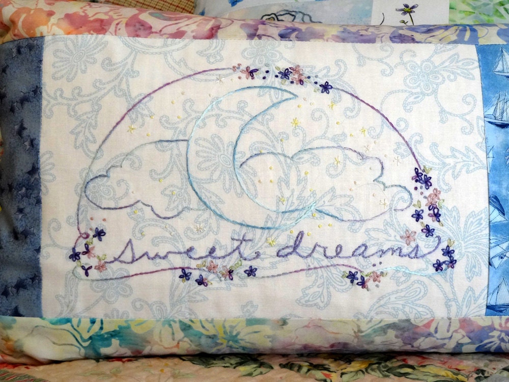 Sweet Dreams Crescent Moon Hand Embroidery PDF Pattern Instant Download